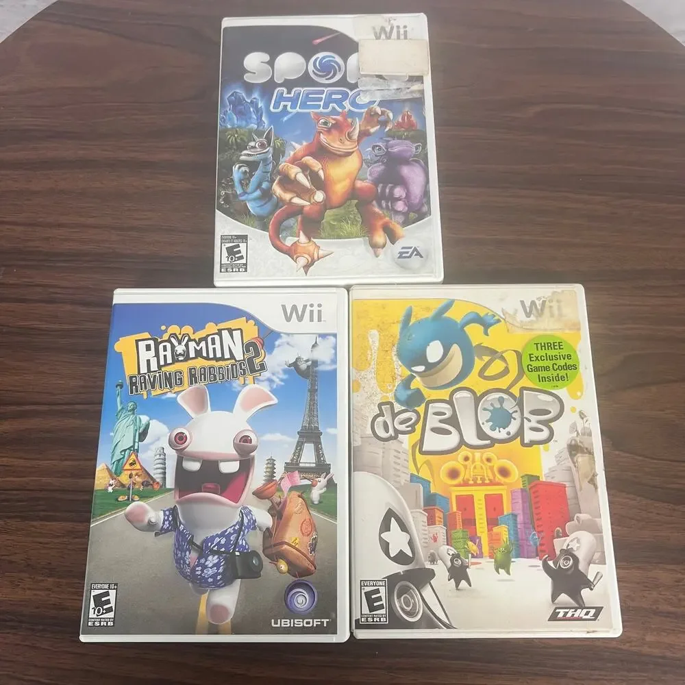 Wii Lot of 3 Games Spore Hero de Blob Rayman Raving Rabbids 2 CIB Complete